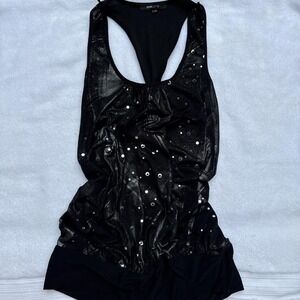 Nyc glamour black sequin top with open back